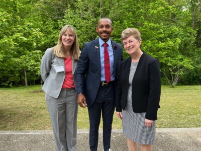 Rayvon Patrick, WJCC Schools Rookie Teacher of the Year with Penny Pulley and Olwen Herron, Ed.D.